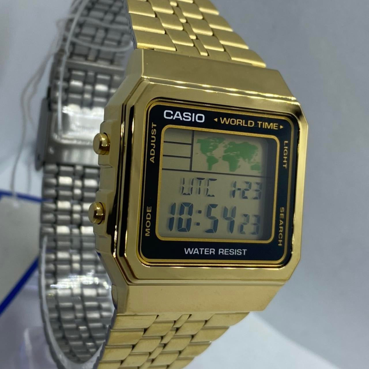 Casio Goldtone Color
Watch ,
Unisex Wrist Size ,
Adjustable Band
Band Expand up to 8 inches Long,
35 mm Diameter New Item
Stainless Steel
Digital Movement