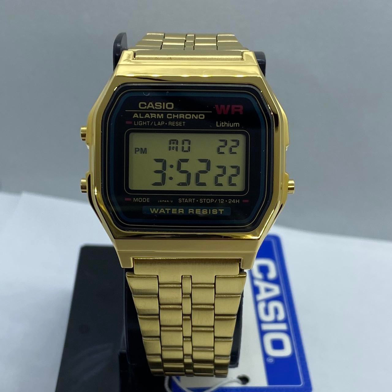 Casio Goldtone Color
Watch ,
Unisex Wrist Size ,
Adjustable Band
Band Expand up to 8 inches Long,
34mm Diameter New Item
Stainless Steel
Digital Movement