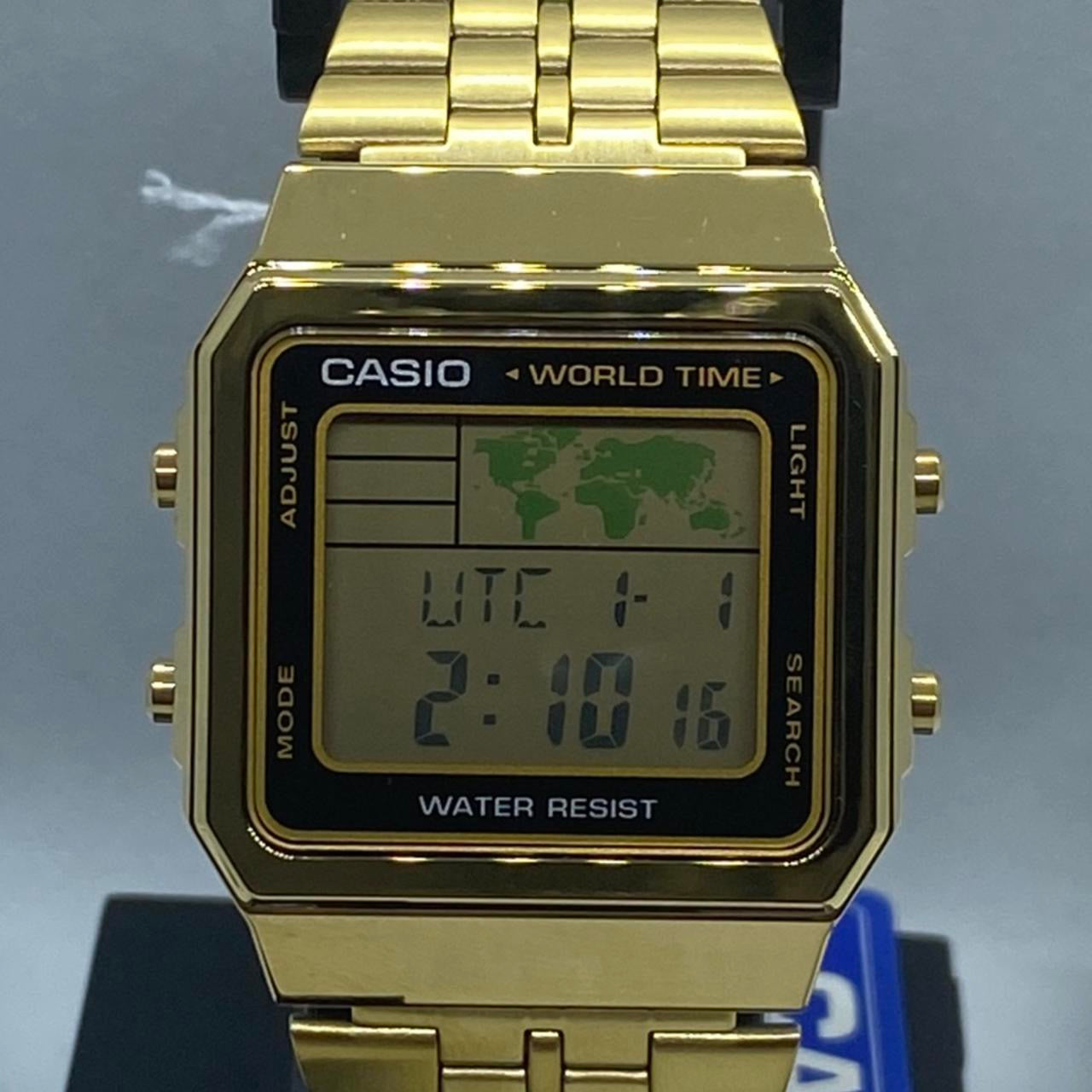 Casio Goldtone Color
Watch ,
Unisex Wrist Size ,
Adjustable Band
Band Expand up to 8 inches Long,
35 mm Diameter New Item
Stainless Steel
Digital Movement