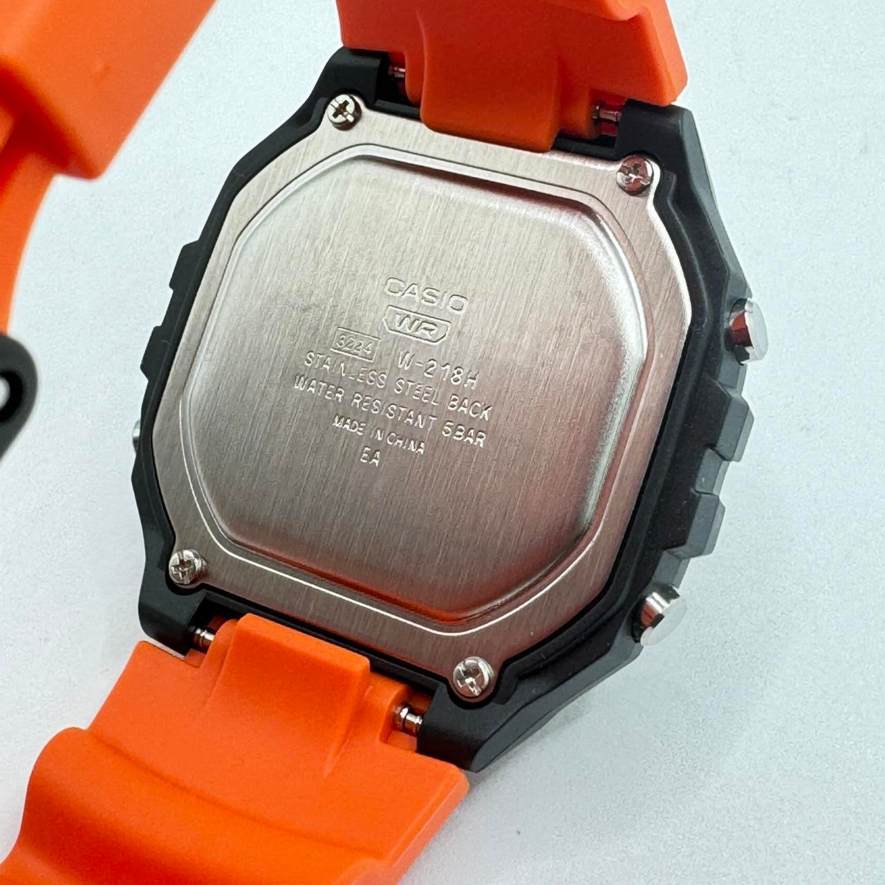 Casio Watch For Men or Young Teen Watch Fits up to 9 inches Long Digital Movement Light , Calendar , Timer Stop, Color light red New ITem Rubber Band 9 inches long 40 mm Diameter 