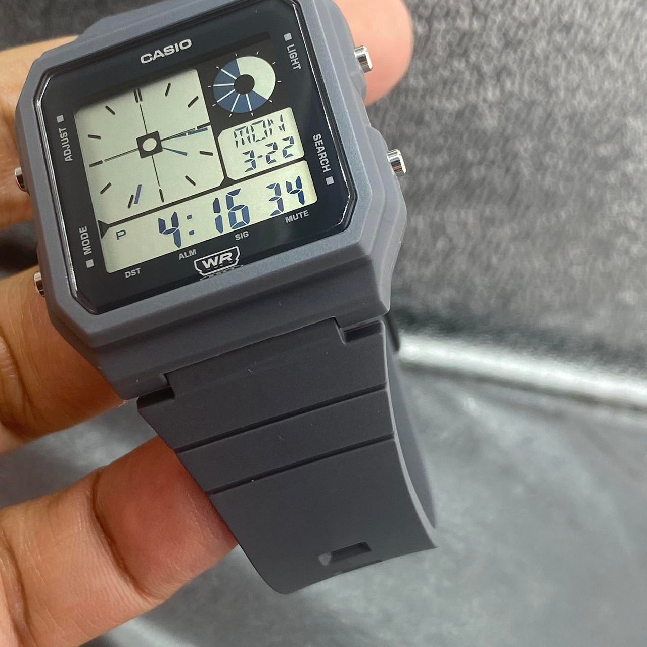 CASIO SPORTS WATCH FOR UNISEX SIZE , FOR MEN, LADIES OR FOR TEEN 34 MM DIAMETER CASUAL WORK OR DAILY WATCH BRAND NEW ITEM 9 INCHES ROUND LONG NEW ITEM , NEW BATTERY , LIGHT, TIMER, STOP WATCH 