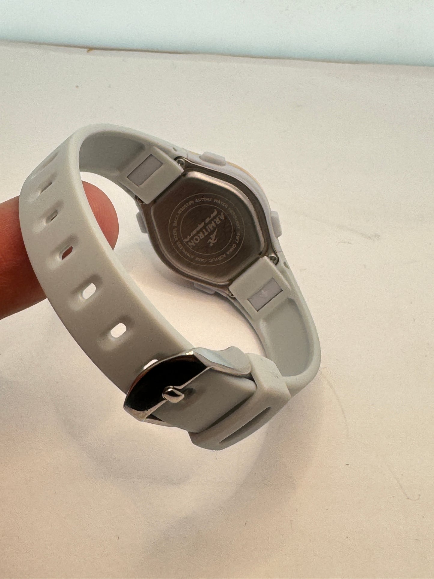Small Size Armitron Watch for Ladies or Young Teen Brand New Item 30 mm Diameter 7 inches long Rubber Plastic Band 