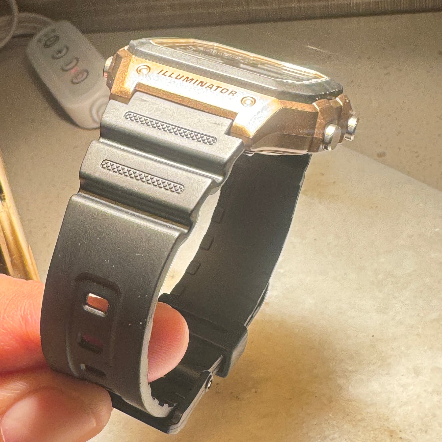 Casio Watch Men , Teen or Men Size 40 mm Diameter Digital / Alarm / Timer / Light Digital This is brand new design just came Rubber Band , Brown and Black Color Fits 9 inches Long Brand New Item 