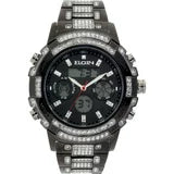 Elgin Brand Watch for Men Color Black and Gray 44 mm Diameter Large Size