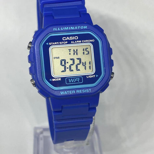 Casio small watch for ladies or young teen . Digital Movement , Color Blue 30mm Diameter , New Item, Fits up to 7 inches LONG , New ITEM