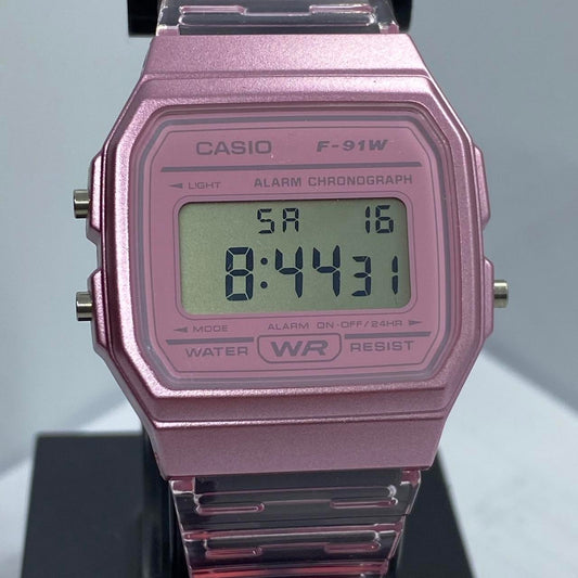 Casio small watch for ladies or young teen . Digital Movement ,  Color Pink 34 mm Diameter , New Item, Fits up to 8&nbsp; inches LONG ,&nbsp;  Brand New ITEM, Rubber Plastic band , Digital , Alarm , Stop Watch , Stop Timer ,&nbsp;