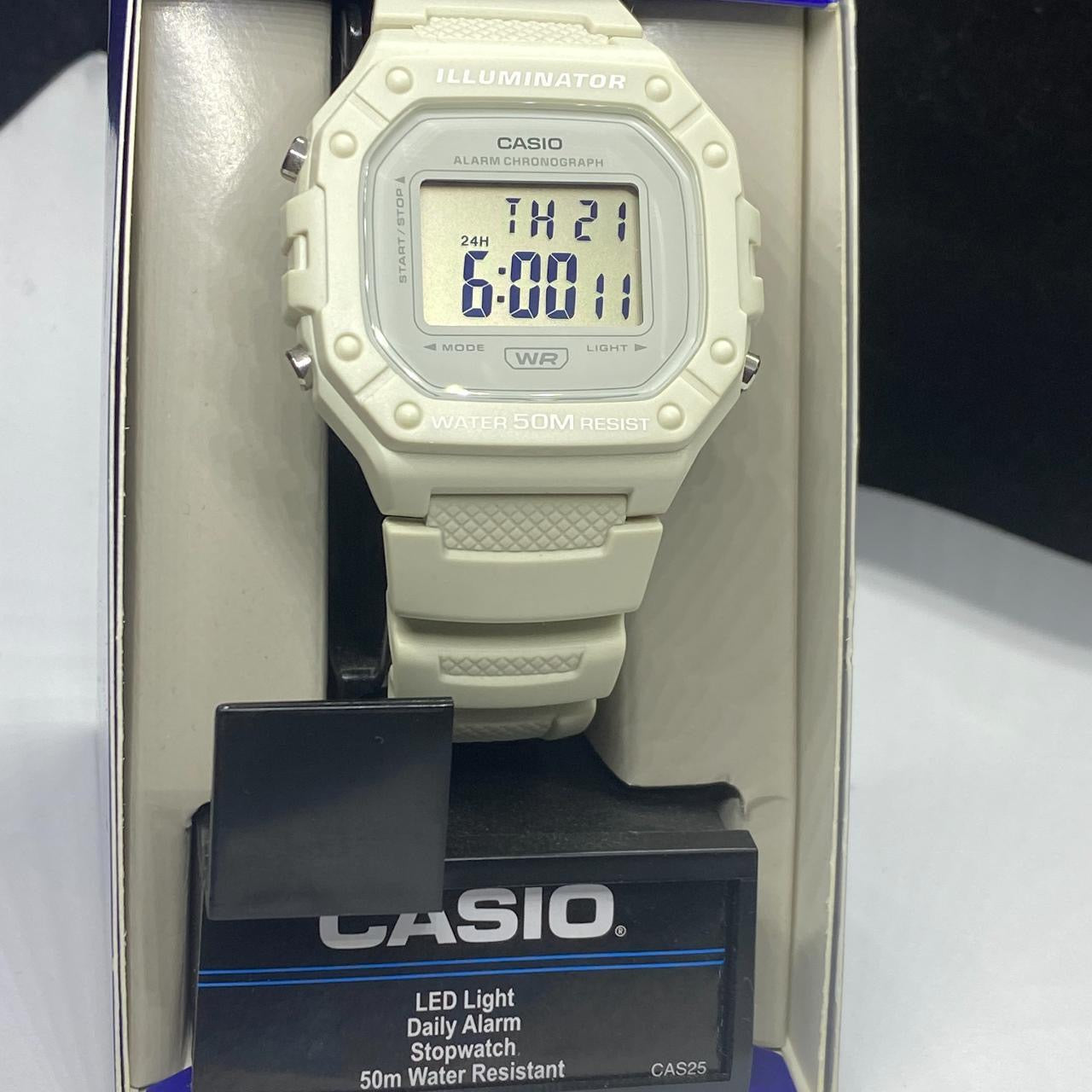 Casio Watch  &nbsp;For Men or Young Teen Watch&nbsp;  Fits up to 9 inches Long&nbsp;  Digital Movement&nbsp;  Light , Calendar , Timer Stop,&nbsp;&nbsp;  Color light red&nbsp;  New ITem&nbsp;  Rubber Band 9 inches long&nbsp;  40 mm Diameter&nbsp;