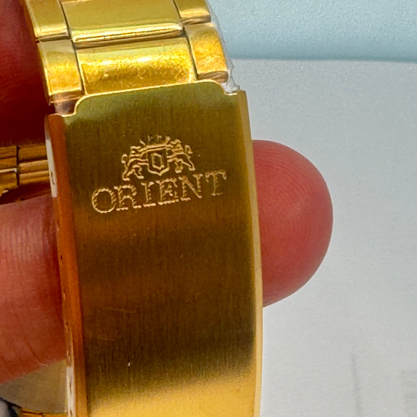 Orient Watch for MEN  In Goldtone Color Watch ,  &nbsp;Automatic Movement ,  for Men ,  Brand New ,  &nbsp;Stainless Steel , 37 mm diameter 8 “ Wrist. round long  Water Resistant&nbsp;  Crystal Glass&nbsp;  Strong&nbsp; Watch&nbsp;